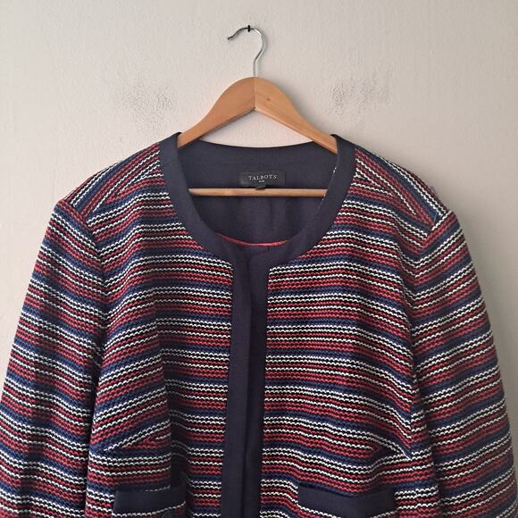 Talbots Boucle Stripe Jacket Tailored Black Red Blue White Women's Plus Size 3X - Picture 6 of 10